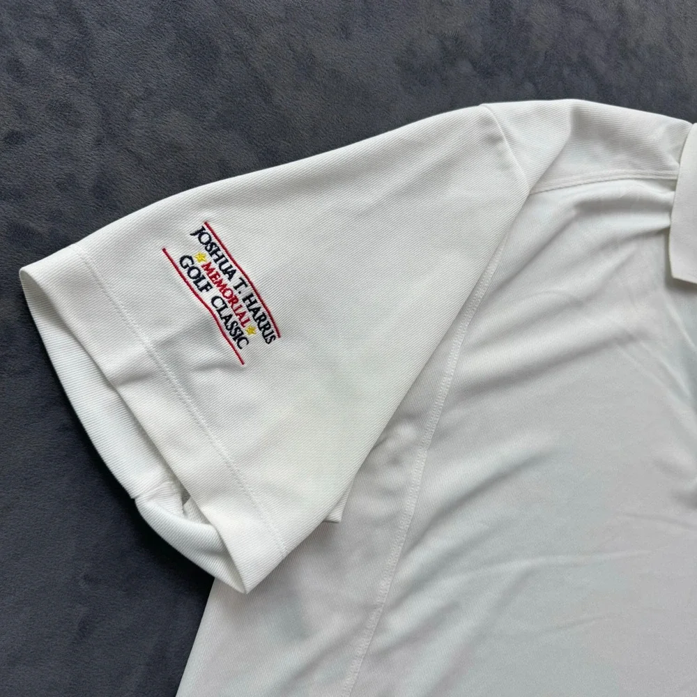 Nike Golf Mens XL White Dri-FIT Polo Shirt Joshua T Harris Memorial Golf Classic